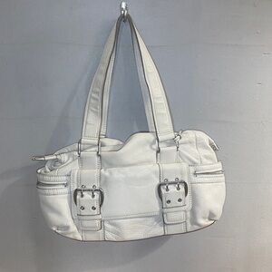 MICHAEL Michael Kors Drawstring Pebbled cream Leather SHoulder Bag - Pre-owned
